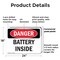 Signmission Battery Inside Danger Sign, Plastic, 24in W x 18in L, 2PK OS-2PACK-DS-P-1824-L-2078 - alternate 2